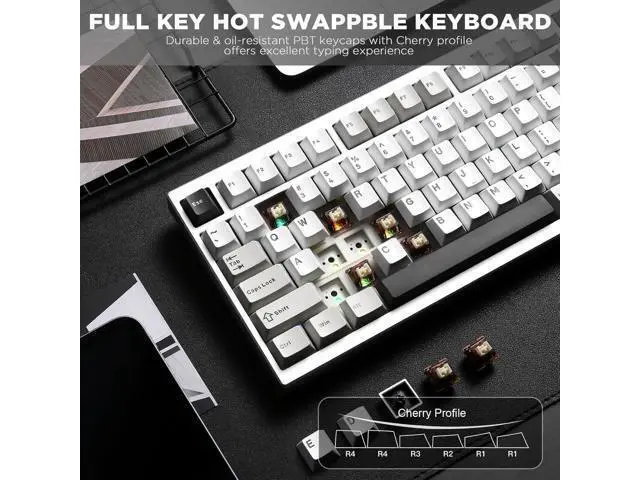 Alt view image 6 of 7 - YUNZII AL80 Wireless Mechanical Keyboard,Full Aluminum CNC, Smart LCD Display,Hot Swappable Gasket Mount 75% Layout with Knob,BT/2.4G/USB-C,QMK/VIA Support for Win/Mac (Silver, Cocoa Cream V2 Switch)