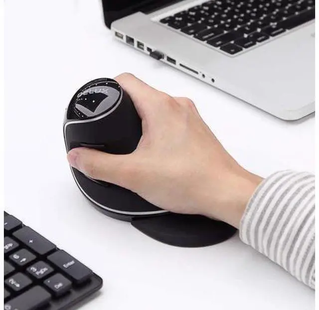 Alt view image 6 of 7 - DELUX Ergonomic Wireless Mouse with USB Receiver, 2.4G Wireless Vertical Mouse with 3 Adjustable DPI (800/1200/1600), 6 Buttons, Removable Wrist Rest for Laptop PC Computer (M618Plus Wireless-Black)