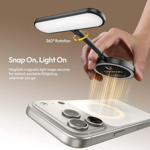 Alt view image 2 of 6 - Deuninker M10 Magnetic Selfie Light, LED Gooseneck Phone Light for MagSafe, 5 Color Temps, Rechargeable Flexible LED Light for iPhone/iPad/Kindle/Laptop Video Conference