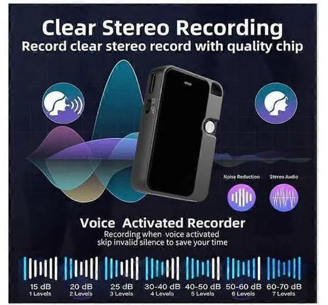 Alt view image 3 of 5 - Ecocleanpath 64GB Magnetic Voice Recorder, Type-C OTG for Android/PC, HD Noise Reduction, Portable Black