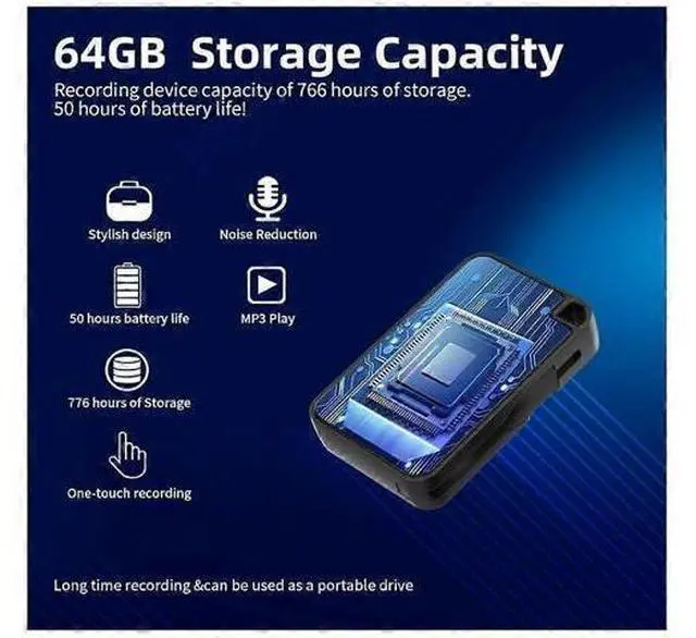 Alt view image 4 of 5 - Ecocleanpath 64GB Magnetic Voice Recorder, Type-C OTG for Android/PC, HD Noise Reduction, Portable Black