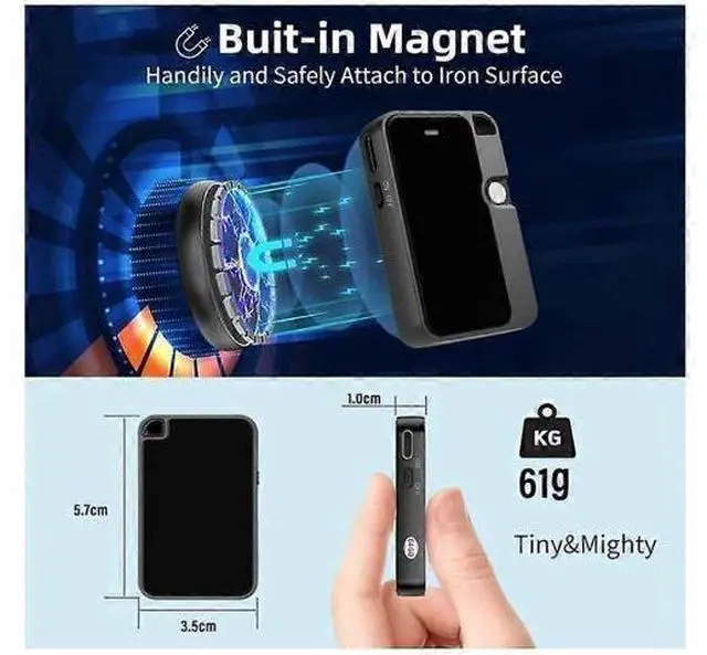 Alt view image 5 of 5 - Ecocleanpath 64GB Magnetic Voice Recorder, Type-C OTG for Android/PC, HD Noise Reduction, Portable Black