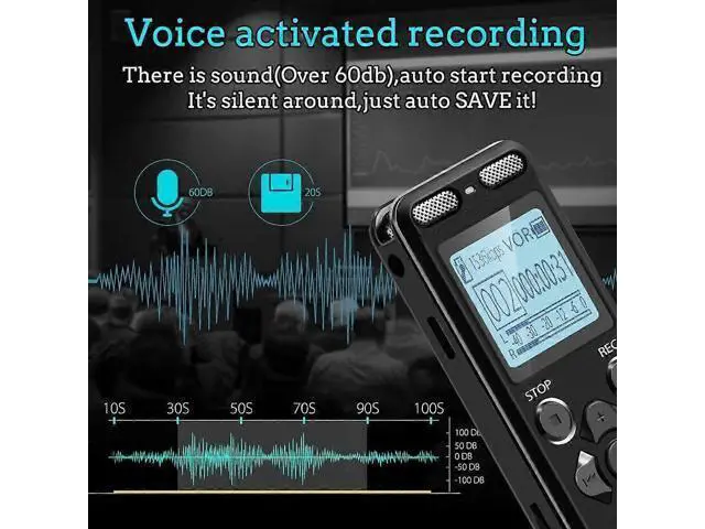 Alt view image 4 of 5 - Ecocleanpath E36 72GB Voice Activated Recorder for Lectures & Meetings, 5220H Battery, MP3 Player, Password Lock, Black
