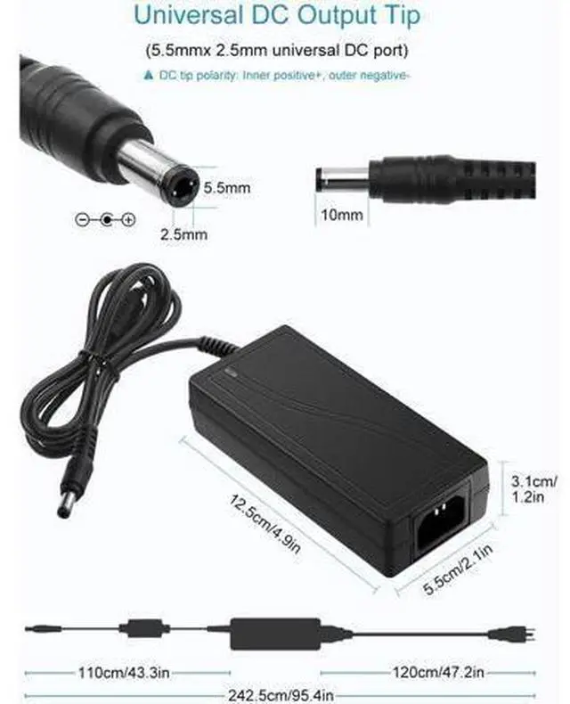 Alt view image 3 of 7 - 5V 5A AC to DC Power Supply Adapter Converter 5.5x2.5mm Plug AC 100V~240V Input for WS2812B WS2811 SK6812 LED Pixel Strip Light CCTV Camera Security System - OEM