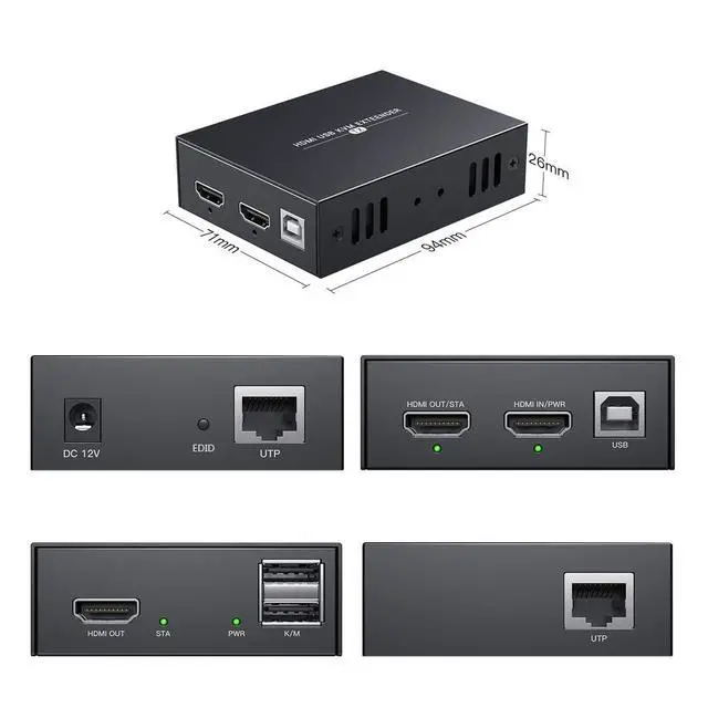 Alt view image 5 of 7 - Ennovor HDMI KVM USB Extender Transmit 1080p HD Video Over Cat5e/6 Ethernet Cable 50m (164ft) for Mouse and Keyboard Control Remote Signals