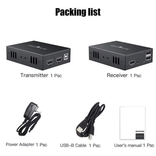 Alt view image 7 of 7 - Ennovor HDMI KVM USB Extender Transmit 1080p HD Video Over Cat5e/6 Ethernet Cable 50m (164ft) for Mouse and Keyboard Control Remote Signals
