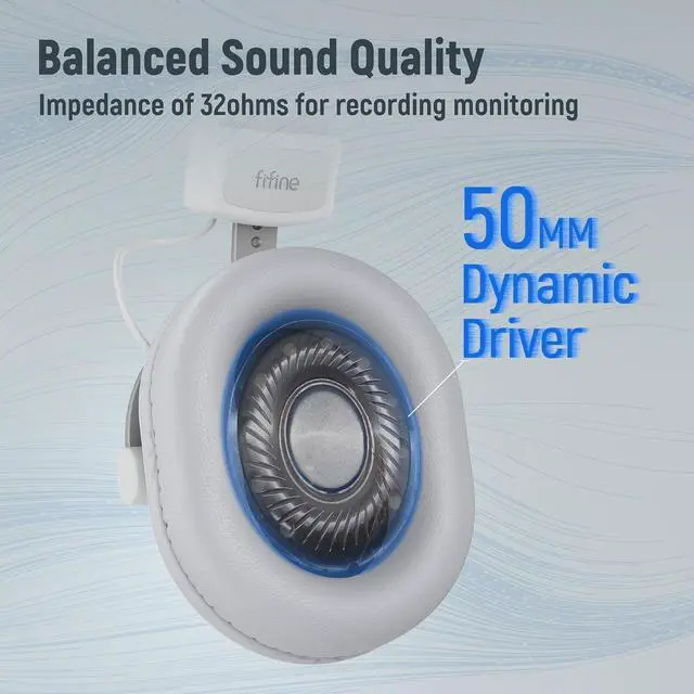 Alt view image 2 of 7 - Deuninker Studio Monitor Headphones, Wired Over-Ear Computer Headphones with 3.5mm to 6.35mm Jack for Mixer/Amplifier/PC, Closed-Back Headset with Flexible Headband for Music Vocal Recording-H8 White