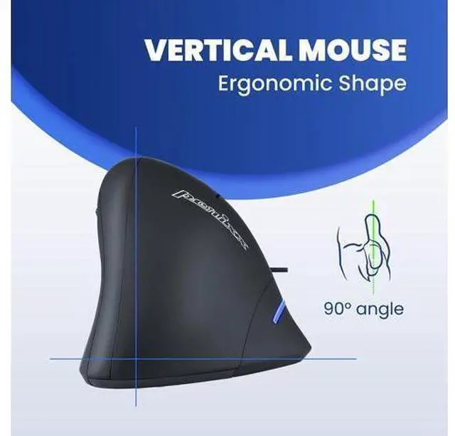 Alt view image 3 of 7 - Perixx PERIMICE-508, Wired Programmable Vertical Ergonomic Mouse - 1000/1600 dpi - 5 Programmable Button - Natural Ergonomic Vertical Right handed Design