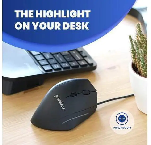 Alt view image 5 of 7 - Perixx PERIMICE-508, Wired Programmable Vertical Ergonomic Mouse - 1000/1600 dpi - 5 Programmable Button - Natural Ergonomic Vertical Right handed Design