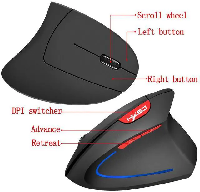 Alt view image 3 of 7 - HXSJ T22 2.4G Optical Wireless Gaming Mouse Ergonomic LED Computer Silent Bluetooth Mouse Gamer with Backlight for PC Laptop (Black)