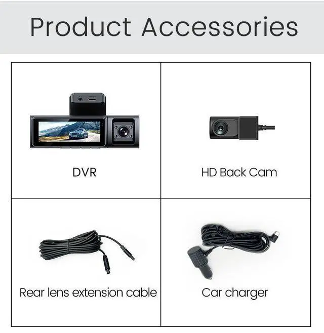 Alt view image 3 of 6 - QURO Dashcam 3 Camera Front 4K+Interior Night Vision 1080P+ Rear 1080P 3 Channels Auto Car Camera 3.2"IPS Screen WiFi App Control