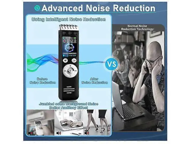 Alt view image 2 of 5 - Ecocleanpath 64GB Voice Activated Recorder, 3500H Record & 150H Battery, Noise Reduction for Lectures/Meetings (Black)