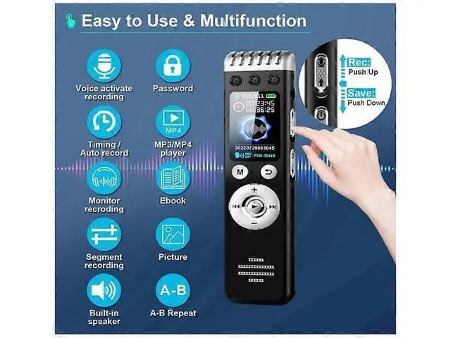 Alt view image 5 of 5 - Ecocleanpath 64GB Voice Activated Recorder, 3500H Record & 150H Battery, Noise Reduction for Lectures/Meetings (Black)