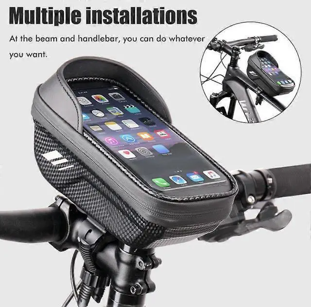 Alt view image 4 of 5 - Ecocleanpath Hard Bike Frame Bag with Touch Screen Phone Holder - IPX3 Waterproof MTB Cycling Pouch (Black)