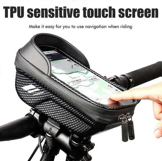 Alt view image 5 of 5 - Ecocleanpath Hard Bike Frame Bag with Touch Screen Phone Holder - IPX3 Waterproof MTB Cycling Pouch (Black)