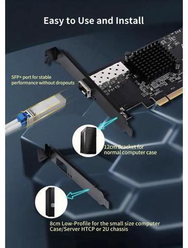 Alt view image 12 of 14 - 10Gb SFP PCI-e Network Card, 82599(X520-DA1) Controller, 10Gbps Ethernet Adapter, 10Gbe SFP+ Port, 10G NIC Card, Support Windows/Windows Server/VMware