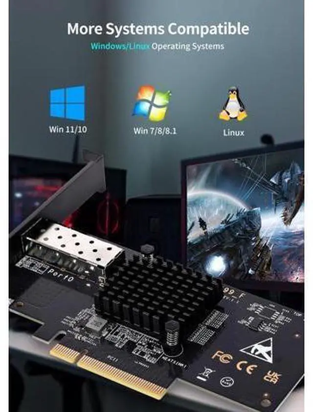 Alt view image 13 of 14 - 10Gb SFP PCI-e Network Card, 82599(X520-DA1) Controller, 10Gbps Ethernet Adapter, 10Gbe SFP+ Port, 10G NIC Card, Support Windows/Windows Server/VMware