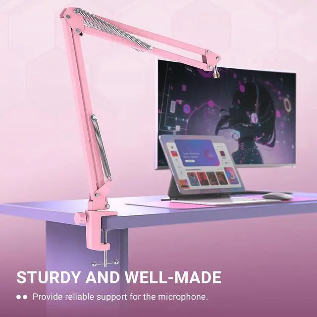 Alt view image 6 of 7 - Deuninker USB Computer Microphone Set with Boom Arm, Gaming Microphone with Gain Knob, RGB Effect, Metal Mic Arm Stand for Podcast-A6VP+CS1P