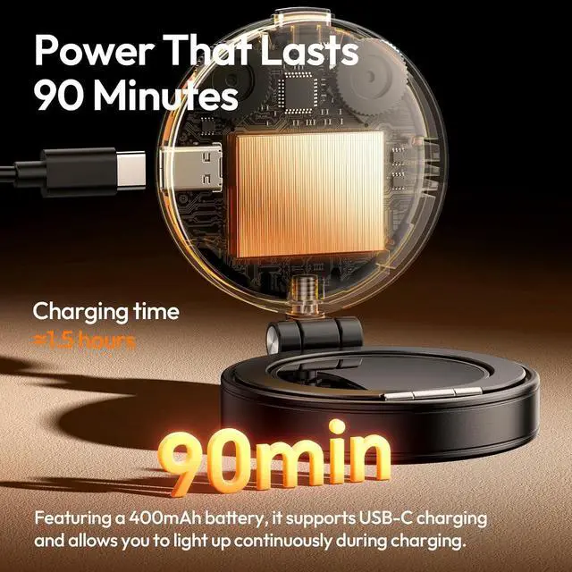 Alt view image 6 of 7 - DeuninkerMagnetic Selfie Light, Upgraded LM23 360° Phone Ring Light for iPhone Magsafe with Mirror & Stand, LED Phone Fill Lights for Selfies/Video Calls/Vlogging/Makeup - White