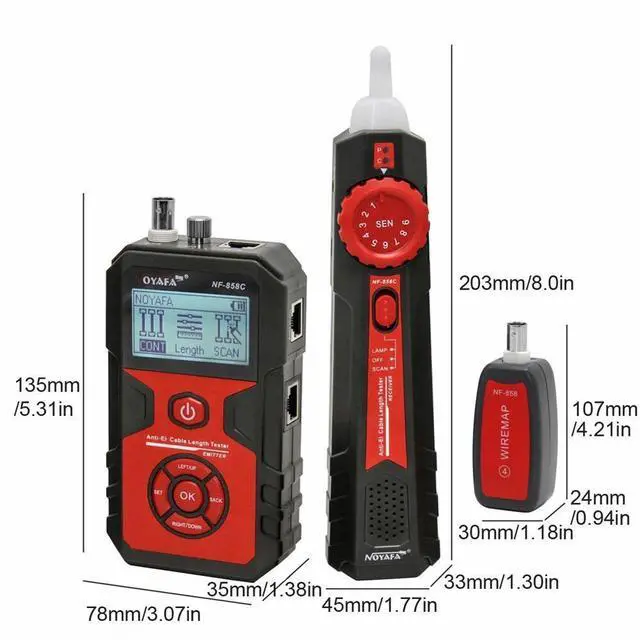 Alt view image 6 of 10 - NF-858C Cable Line Locator RJ11 RJ45 BNC Portable Wire Finder Cable Tester Wire Measuring Instrument For Network Cable Testing