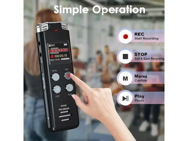 Alt view image 3 of 5 - Ecocleanpath 64GB Digital Voice Recorder with Voice Activation - Noise Cancelling Mic for Lectures & Meetings