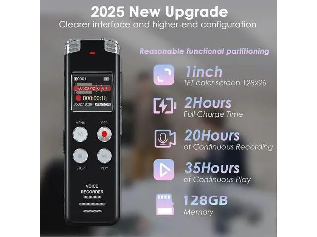 Alt view image 5 of 5 - Ecocleanpath 64GB Digital Voice Recorder with Voice Activation - Noise Cancelling Mic for Lectures & Meetings