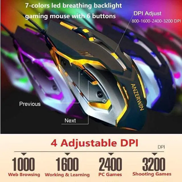 Alt view image 12 of 12 - Gaming Keyboard and Mouse Combo Orange Yellow Backlit LED Backlight Keyboard Computer Gaming Keyboad Lighted PC Gaming Mouse USB Keyboard Clicky Key Silver Metal Structure for Xbox PS4 PS3 Working