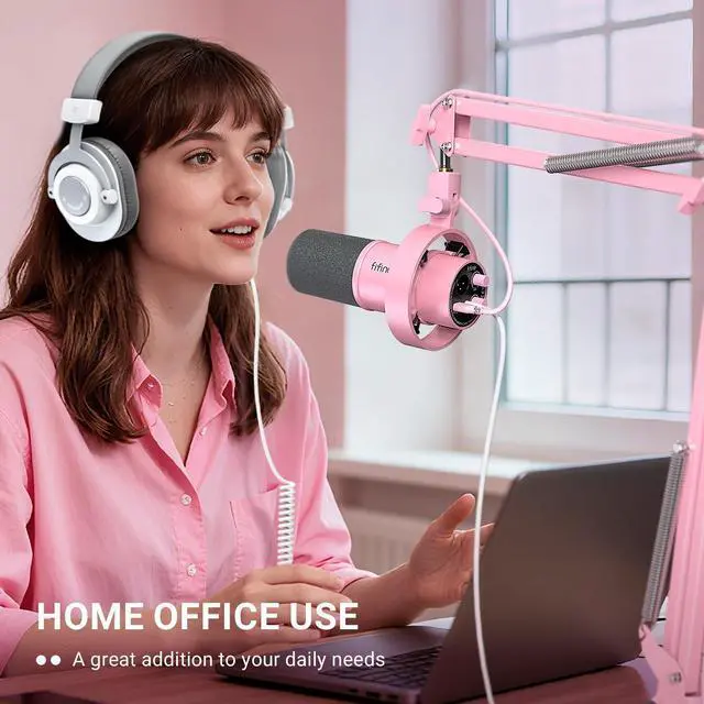 Alt view image 6 of 6 - Deuninker Boom Arm Mic Stand, Microphone Arm with Desk Mount for Podcast Streaming Gaming Home Studio, Metal Suspension Scissor Boom Mic Stand-CS1 Pink