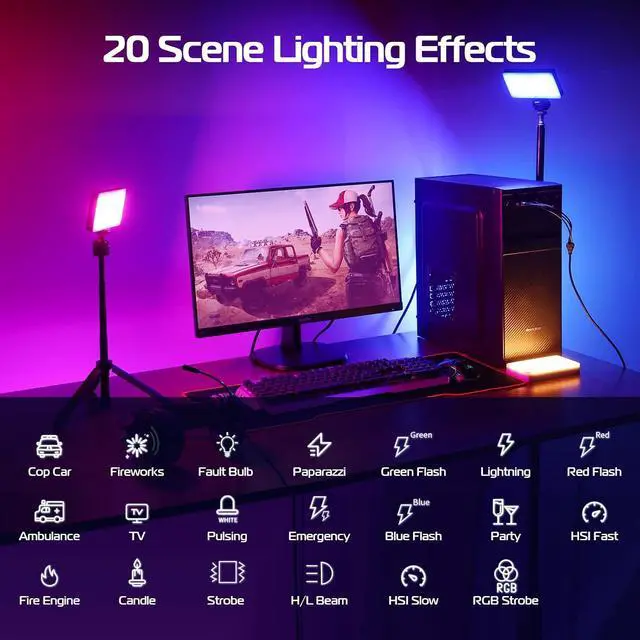 Alt view image 5 of 7 - DeuninkerLT002 RGB Video Light, Portable LED Camera Light Panel 0-360 Full Color, CRI 95+ 2500-9000K LED Video Light, 4000mAh Rechargeable LED DSLR Lighting for Vlogging, Photography, Video Recording