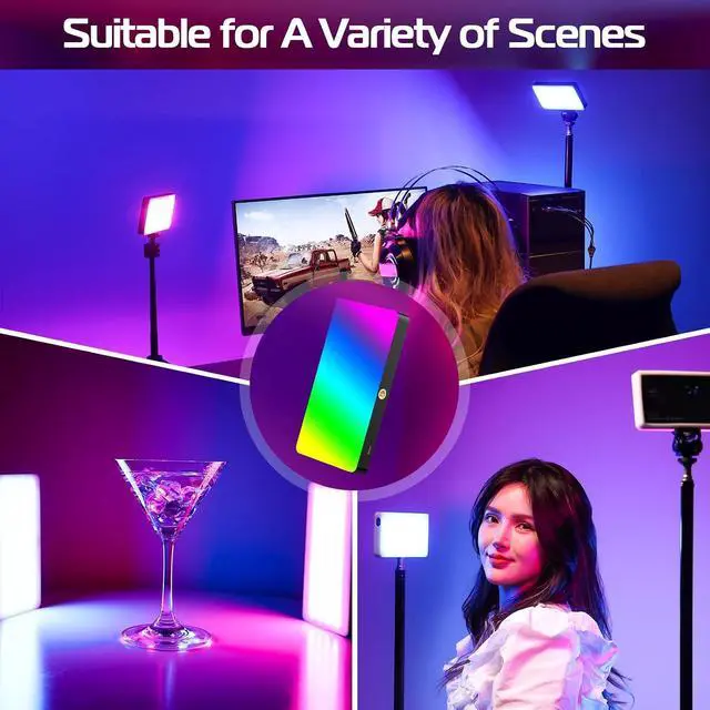 Alt view image 6 of 7 - DeuninkerLT002 RGB Video Light, Portable LED Camera Light Panel 0-360 Full Color, CRI 95+ 2500-9000K LED Video Light, 4000mAh Rechargeable LED DSLR Lighting for Vlogging, Photography, Video Recording