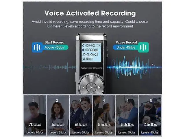 Alt view image 4 of 5 - Ecocleanpath 32GB Digital Voice Recorder with Noise Cancellation, Portable MP3 Dictaphone for Lectures & Meetings (Black)