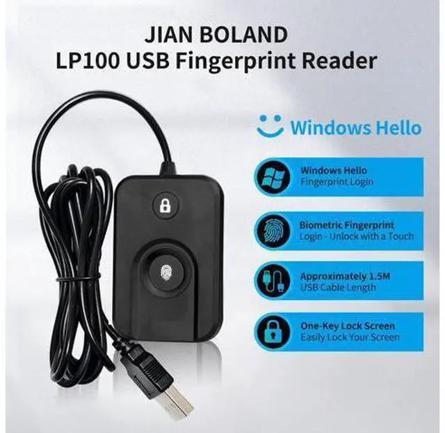 Alt view image 2 of 7 - USB Fingerprint Reader for Windows10/11, Windows Hello Fingerprint Reader One-Click Lock Screen,Auto Driver Setup with 5ft Cable-Windows Password-Free Login