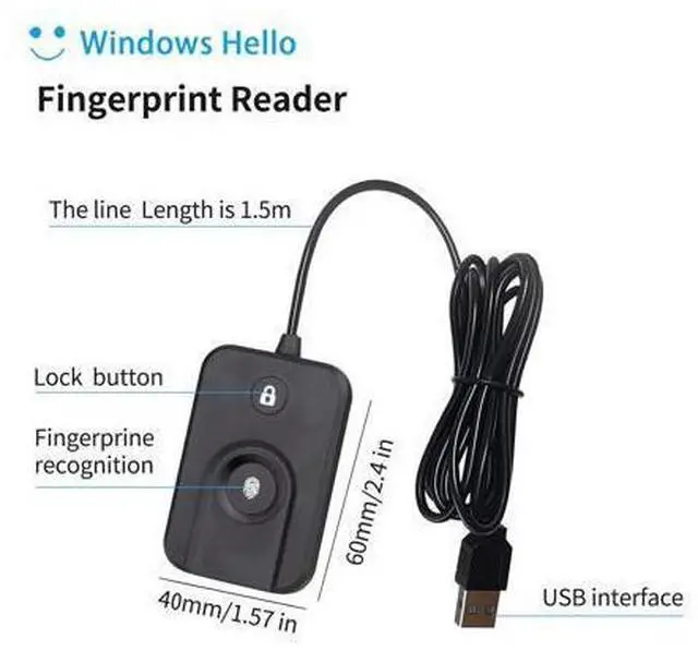 Alt view image 6 of 7 - USB Fingerprint Reader for Windows10/11, Windows Hello Fingerprint Reader One-Click Lock Screen,Auto Driver Setup with 5ft Cable-Windows Password-Free Login