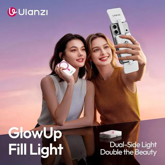 Alt view image 2 of 6 - Deuninker GL01 Magnetic Selfie Light for Phone Top & Bottom Dual LED Fill Lights with Extendable Rod Dimmable 2500K-6500K Portable Video Vlog Light for iPhone 17 Pro Size & Below Not for Pro Max White