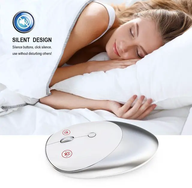 Alt view image 3 of 7 - HXSJ T36 Bluetooth 5.0/3.0 Wireless Mouse Three Mode Bluetooth USB Wireless Mouse Silent Mice for Laptop Mac Rechargeable Mouse (Silver)