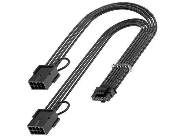 Main image of Bangfun PCIE 5.0 RTX 4070Ti 16Pin GPU Power Extension Cable, PCI-e 5.0 12VHPWR GPU Cable Adapter 16Pin(12+4) Male to 2X8Pin Female Extension Cord Designed for Geforce RTX 4070 4070 Super-13Inch Black