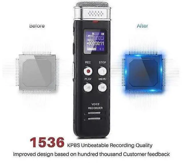 Alt view image 2 of 5 - Ecocleanpath L157 Digital Voice Recorder with Voice Activation, USB Rechargeable Dictaphone, Black