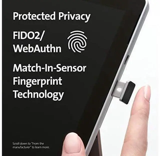 Alt view image 3 of 5 - VeriMark IT USB Fingerprint Key Reader Windows Hello FIDO U2F AntiSpoofing K67977WW
