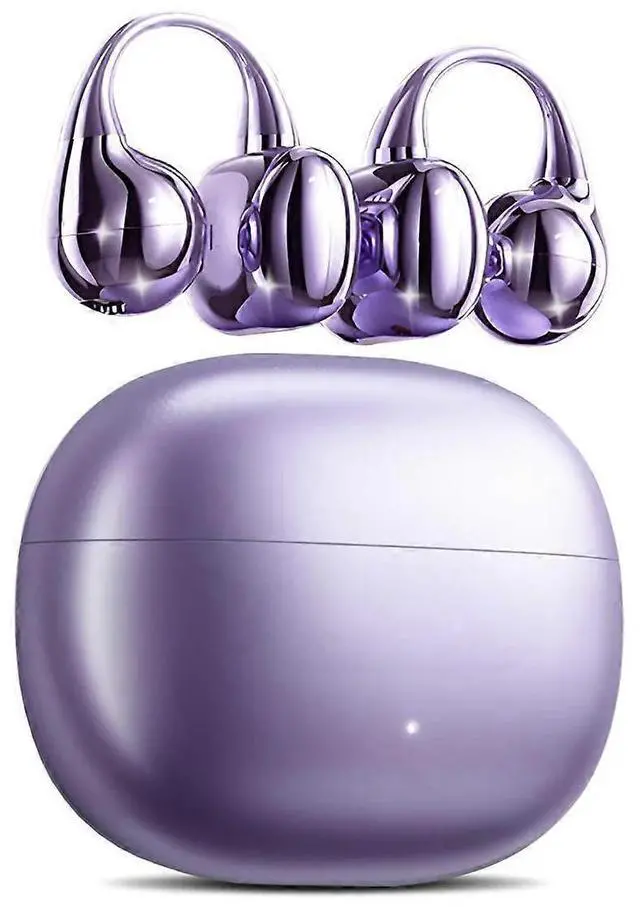 Alt view image 6 of 10 - Purple Clip-On Open Ear Earbuds, Bluetooth 5.4, 50H Play, ENC Noise Cancelling, IPX5 Waterproof