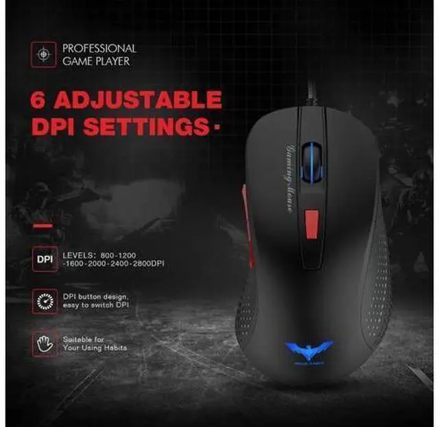Alt view image 3 of 5 - Wired Gaming Mouse USB Optical Mouse Gamer 2800 DPI Computer Mouse with 6 Button For PC Laptop Desktop Computer HV-MS745