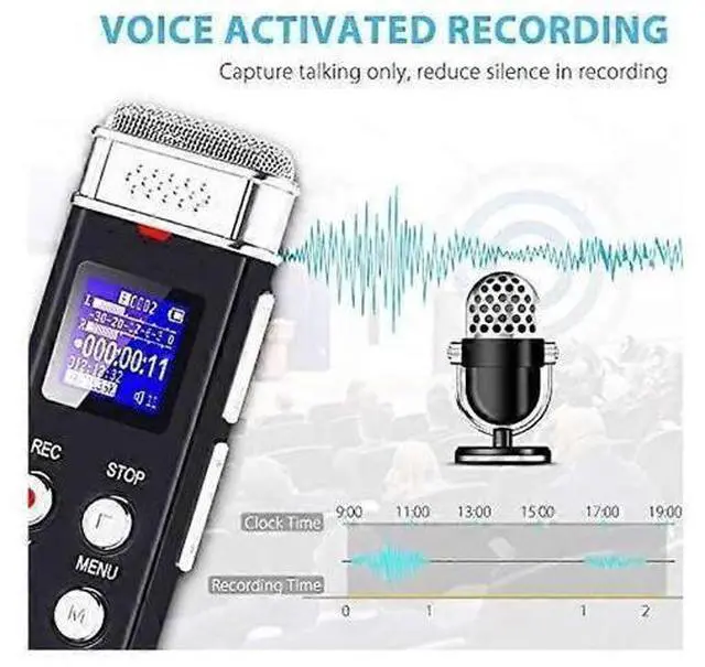 Alt view image 5 of 5 - Ecocleanpath L157 Digital Voice Recorder with Voice Activation, USB Rechargeable Dictaphone, Black