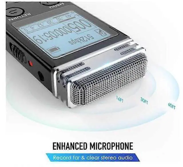 Alt view image 2 of 5 - Ecocleanpath 8GB Digital Voice Recorder with Noise Cancellation - Portable USB Rechargeable Audio Recorder for Lectures & Meetings (Black)