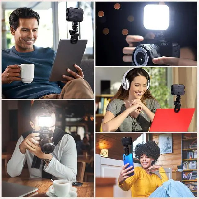 Alt view image 7 of 7 - Deuninker VL100X Selfie Light, Clip LED Light Panel for Phone/Laptop/Tablet/Computer, Bi-Color Portable Clip Camera Light with Dimmable 2500-6500K with 2000mAh Battery for Video Conference/Picture
