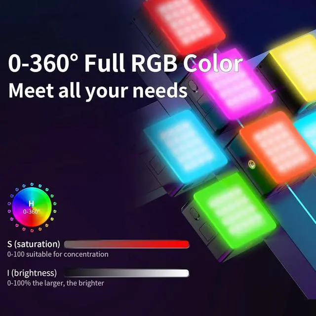 Alt view image 2 of 7 - Deuninker VL49 Pro RGB Video Light, Mini Rechargeable LED Camera 360° Full Color Portable,2500-9000K Dimmable LED Panel Lamp w LCD Display,Photography Lighting Support Magnetic Attraction