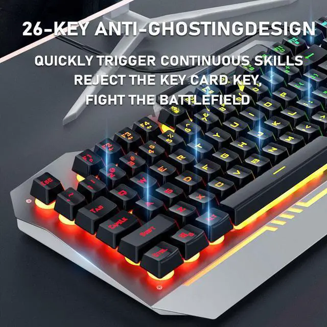 Alt view image 4 of 7 - AULA F3010 Mechanical Keyboard Mobile Phone Holder Mutliple Background Light USB Wired Gaming Keyboard