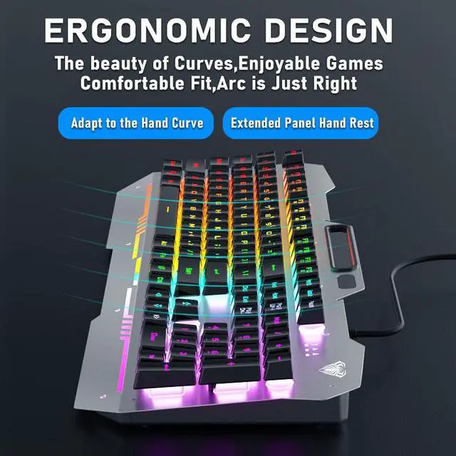 Alt view image 5 of 7 - AULA F3010 Mechanical Keyboard Mobile Phone Holder Mutliple Background Light USB Wired Gaming Keyboard