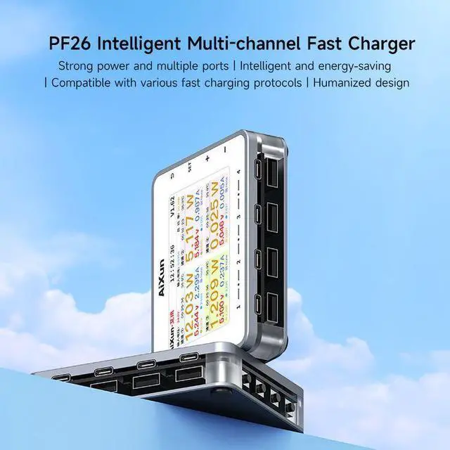 Alt view image 4 of 6 - Aixun PF26 Multi-Channel Smart Fast Charging Station, 8-Port USB Repair Test Power Hub with Real-Time Voltage Display for Phone Diagnostics
