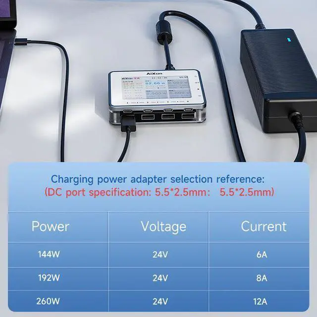 Alt view image 6 of 6 - Aixun PF26 Multi-Channel Smart Fast Charging Station, 8-Port USB Repair Test Power Hub with Real-Time Voltage Display for Phone Diagnostics