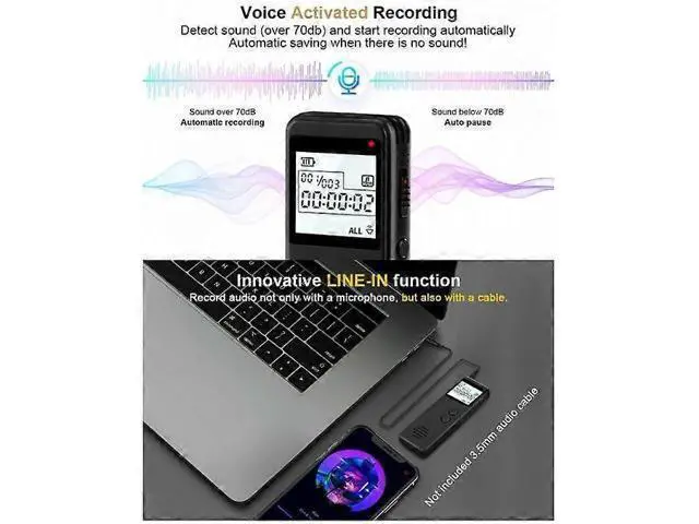 Alt view image 5 of 5 - Ecocleanpath Langkou 64GB Voice Recorder with Playback, 1536kbps HD Audio & Voice Activation (Black)