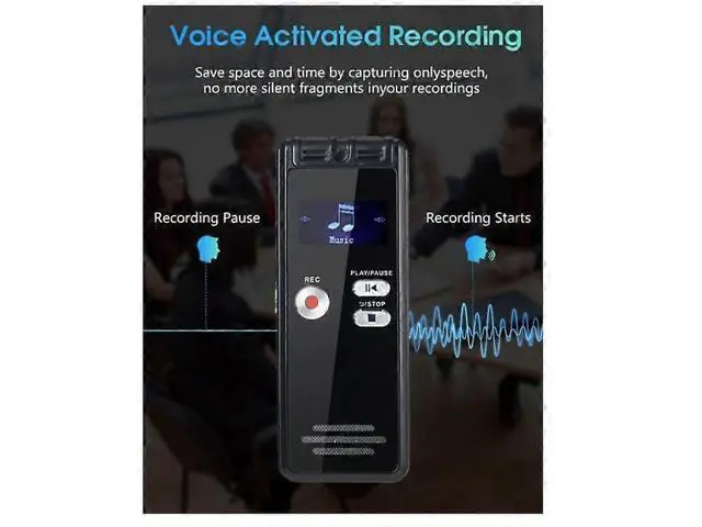 Alt view image 5 of 5 - Ecocleanpath 32GB Voice Activated Recorder with Dual Mic, HD Lecture Recording, USB Charging & Password Protection (Black)